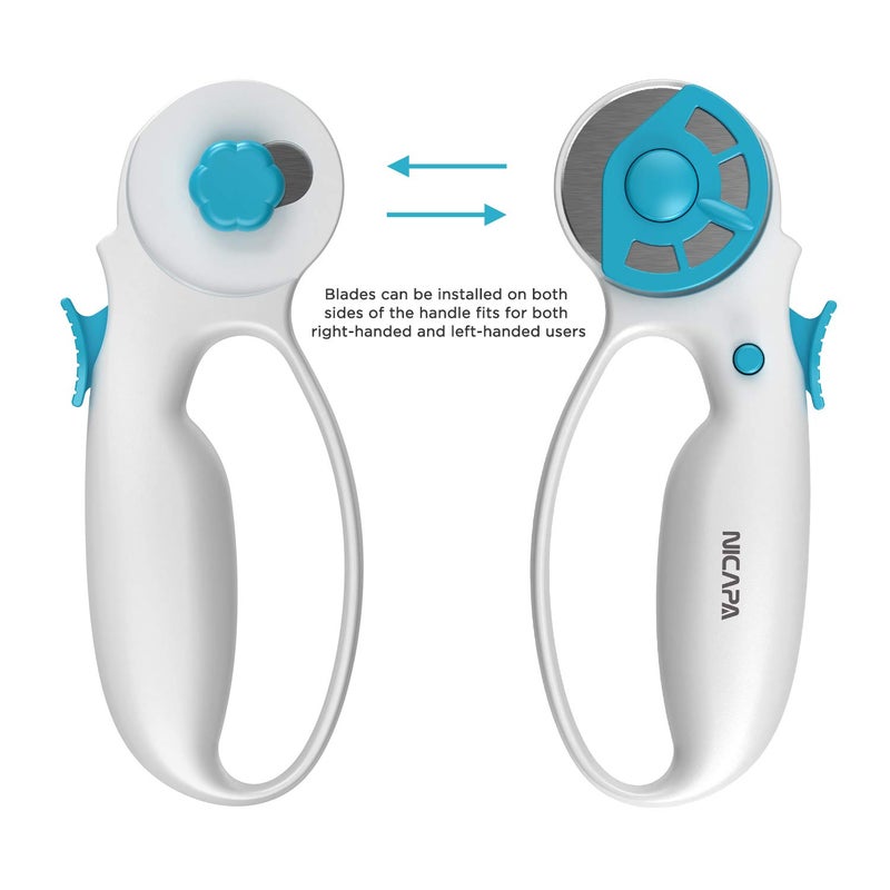 NICAPA 45mm Rotary Cutter for Fabric with Safety Lock Ergonomic Classic Comfort Loop Rotary Cutter for Crafting Sewing Quilting (Extra 5pcs 45mm Replacement Blades Included) - Image 3